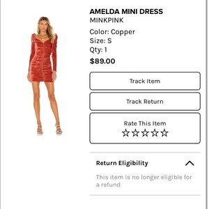 Bardot ruched dress in copper